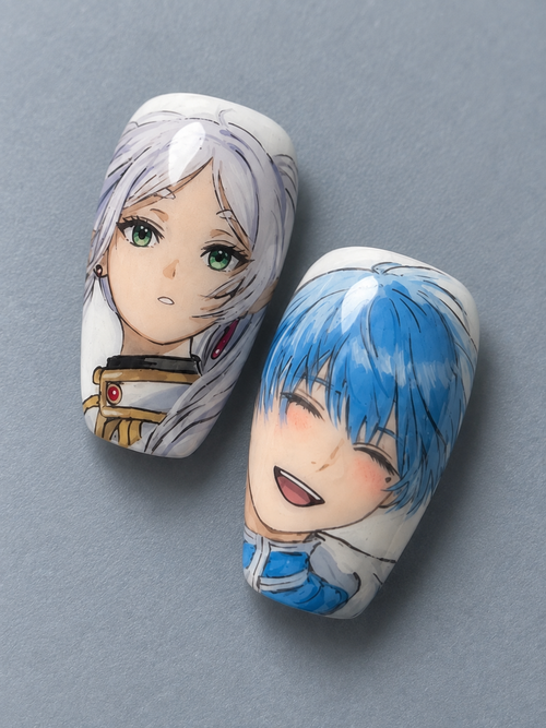 Frieren Himmel Light Blue Fantasy Press-On Nails