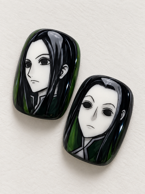 Illumi Zoldyck Green Black Gothic Press-On Nails