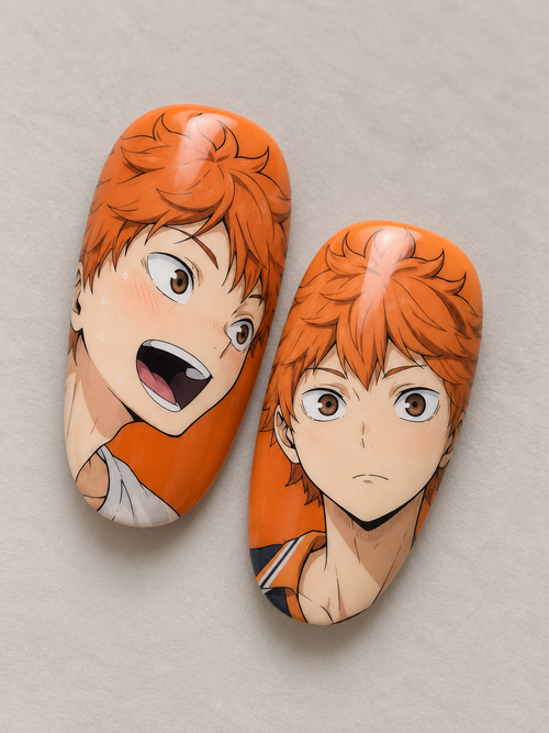Hinata Shoyo Orange Volleyball Press-On Nails