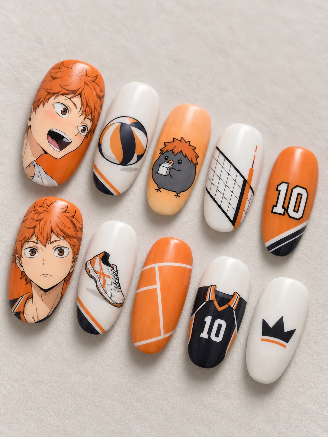 Hinata Shoyo Orange Volleyball Press-On Nails