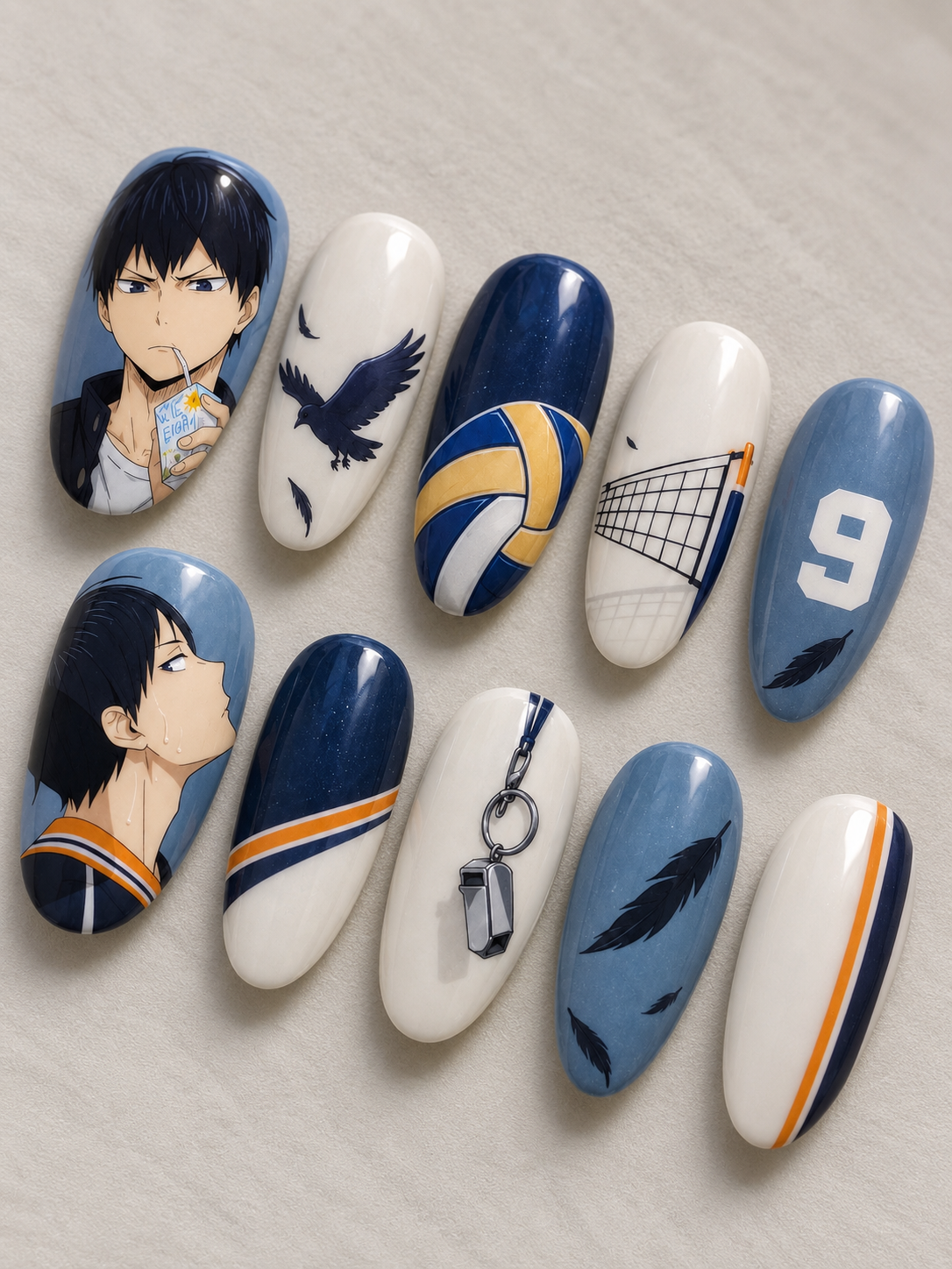 Kageyama Tobio Blue Volleyball Press-On Nails