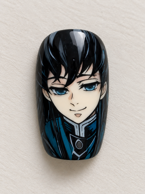 Giyu Tomioka Blue Water Wave Press-On Nails