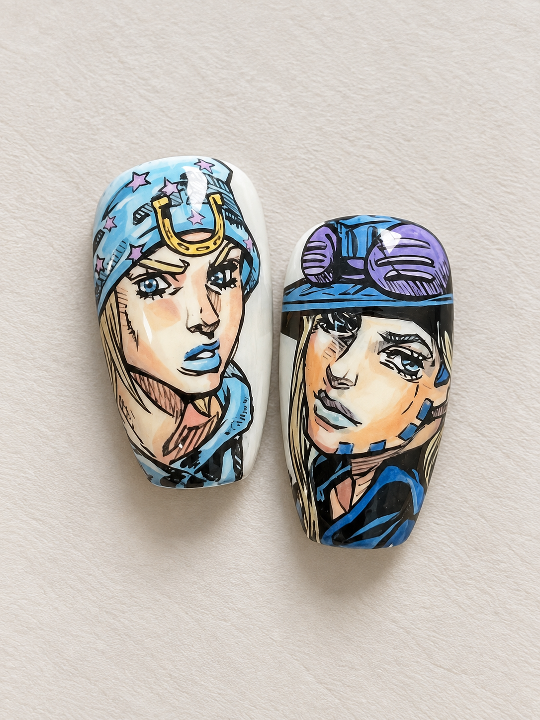 Johnny Gyro Blue Star Steel Ball Run Aufklebbare Nägel