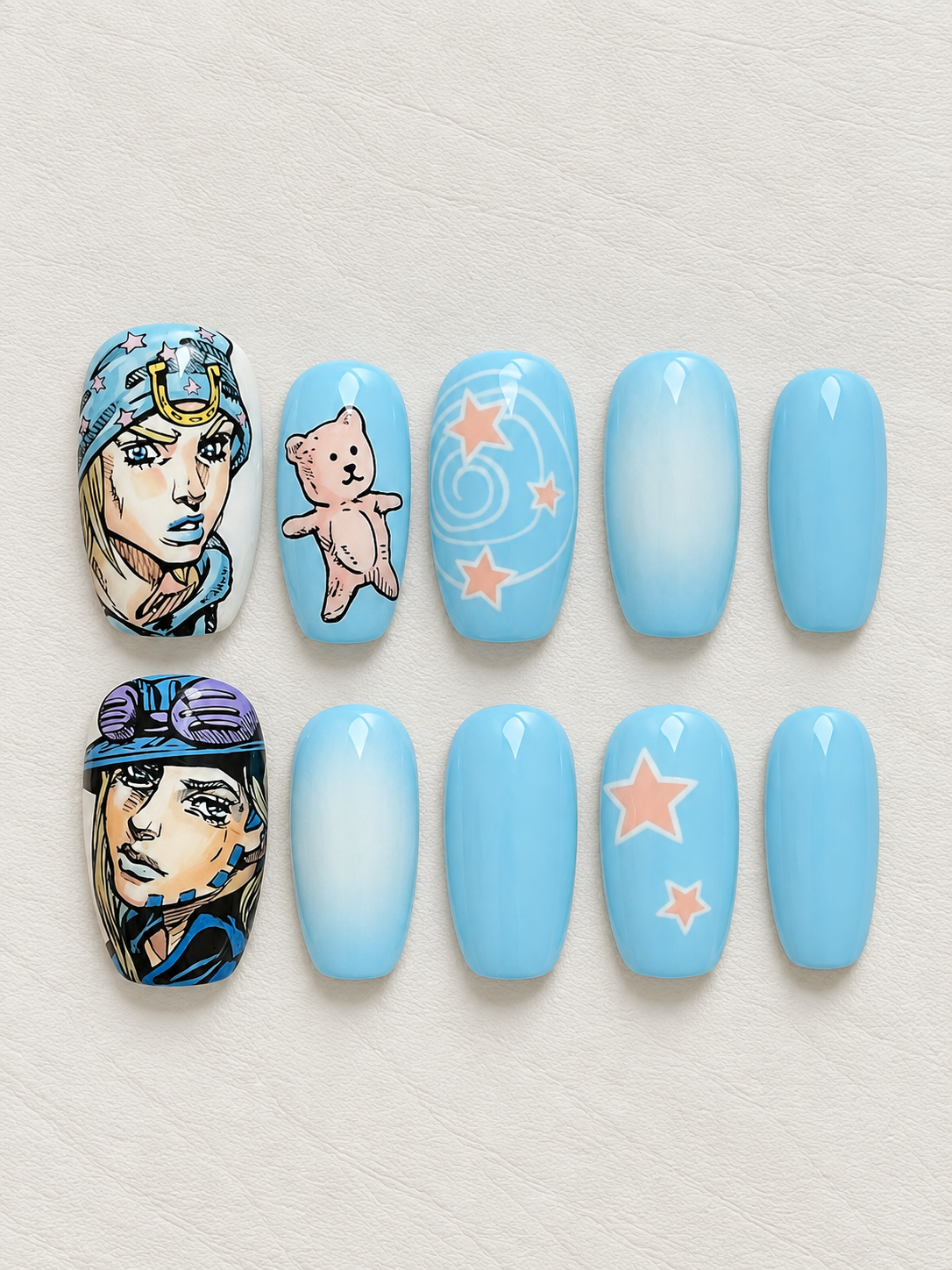 Johnny Gyro Blue Star Steel Ball Run Aufklebbare Nägel