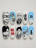 Tsukishima Kuroo Blue Black Volleyball Press-On Nails