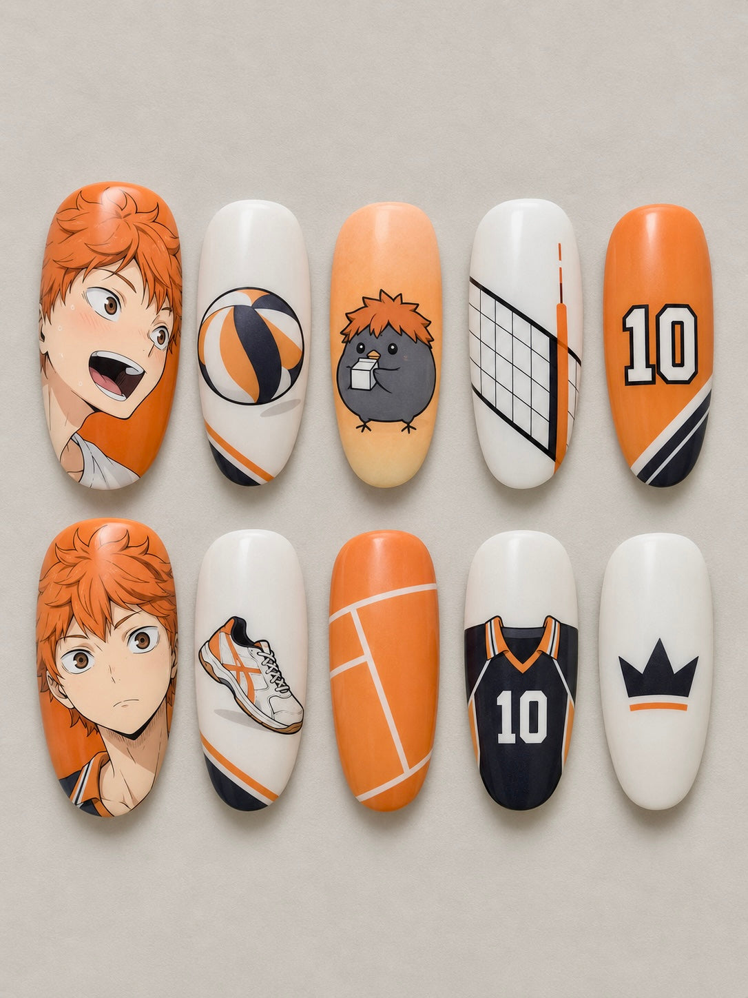Hinata Shoyo Orange Volleyball Press-On Nails