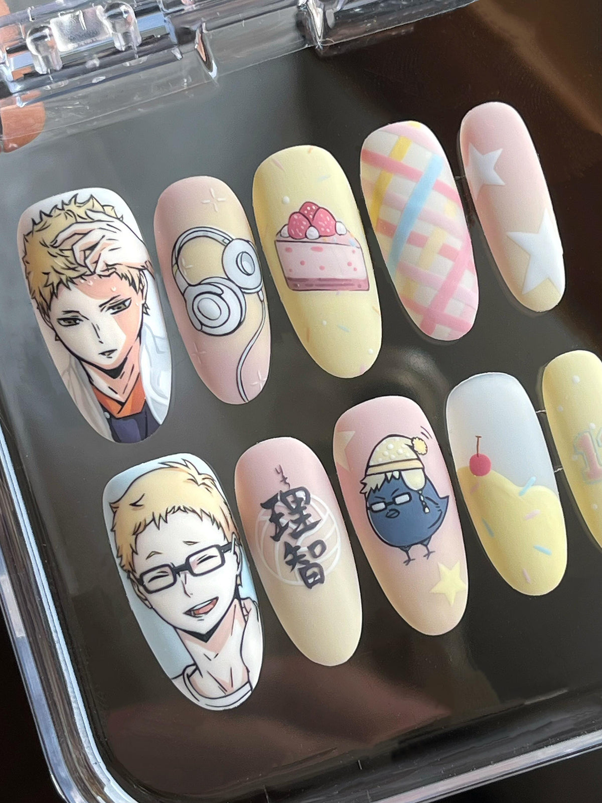 Tsukishima Kei Yellow Sweet Press-On Nails