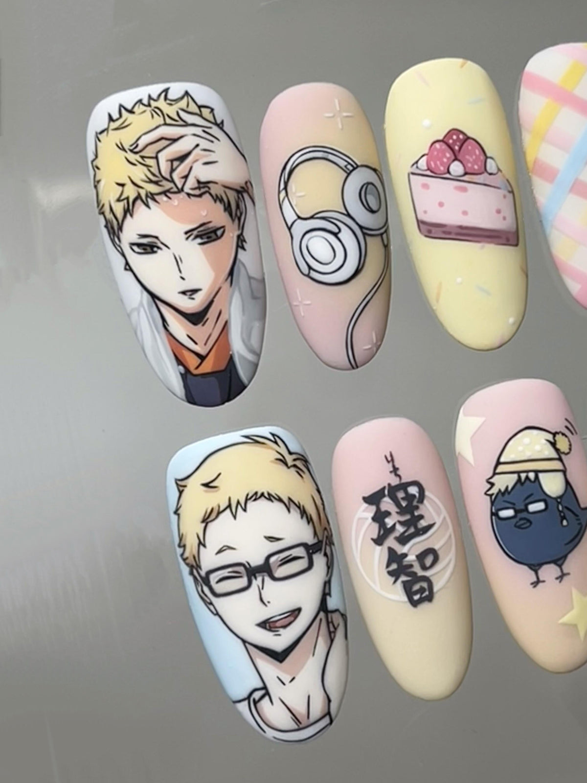 Tsukishima Kei Yellow Sweet Press-On Nails