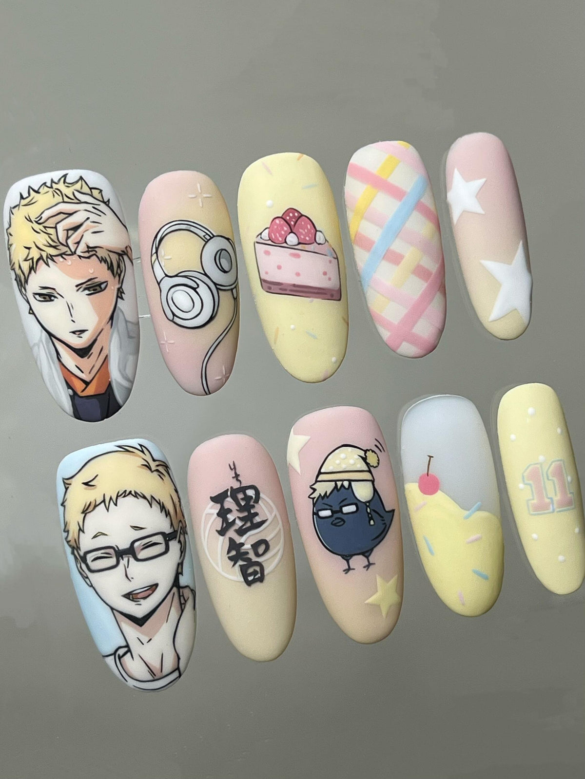Tsukishima Kei Yellow Sweet Press-On Nails